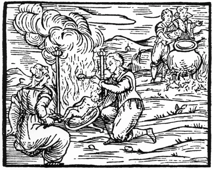 Framed Print : Witches roasting and boiling infants, 1608 (19th century) Framed Print : Witches roasting and boiling infants, 1608 (19th century)