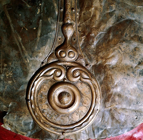 Detail of Witham Shield, Celtic bronze, British