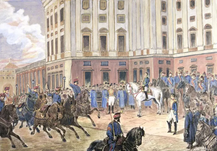 Framed Print : Witnessing the parade of troops in the Plaza de Oriente in Madrid, Alfonso XII, King of Spain Framed Print : Witnessing the parade of troops in the Plaza de Oriente in Madrid, Alfonso XII, King of Spain