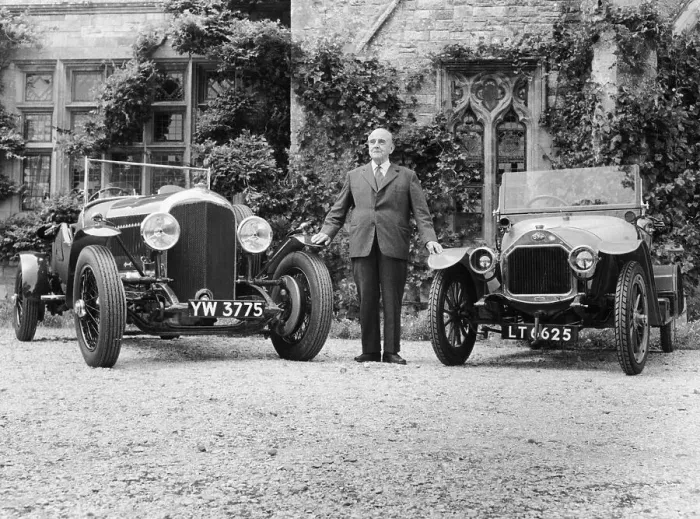 Framed Print : WO Bentley standing between two of his cars Framed Print : WO Bentley standing between two of his cars