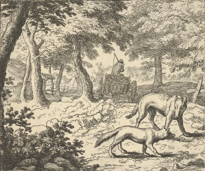 Framed Print : The Wolf Accuses Renard of Eating the Fish that He Stole, 1650-75 Framed Print : The Wolf Accuses Renard of Eating the Fish that He Stole, 1650-75