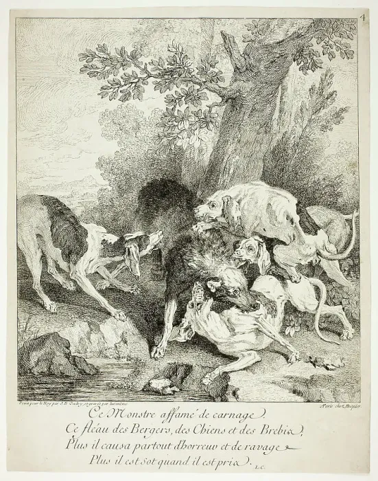 Framed Print : The Wolf at Bay, n.d. Creator: Jean-Baptiste Oudry Framed Print : The Wolf at Bay, n.d. Creator: Jean-Baptiste Oudry
