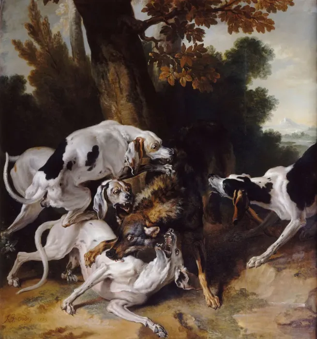 Framed Print : The Wolf Hunt, 1725. Artist: Oudry, Jean-Baptiste (1686-1755) Framed Print : The Wolf Hunt, 1725. Artist: Oudry, Jean-Baptiste (1686-1755)