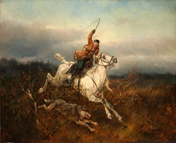 Wolf Hunting, 1870. Artist: Sverchkov, Nikolai Yegorovich (1817-1898)