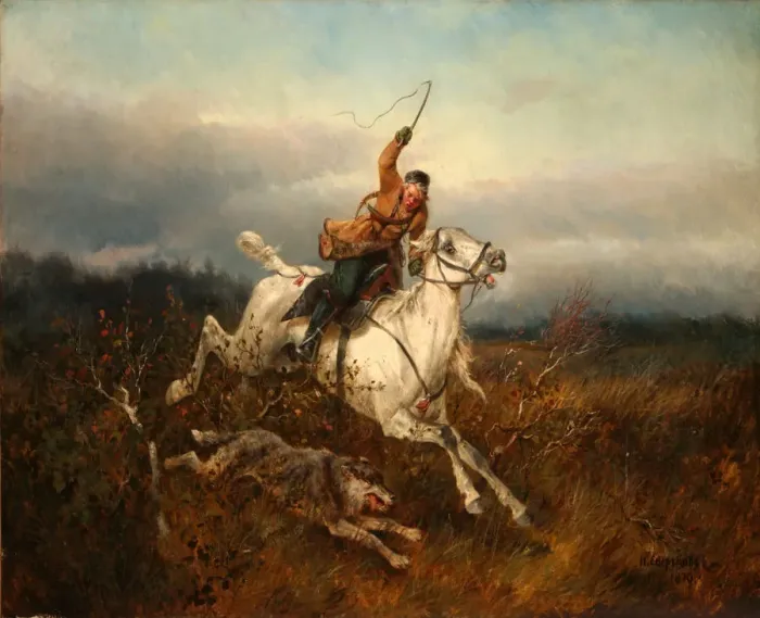Framed Print : Wolf Hunting, 1870. Artist: Sverchkov, Nikolai Yegorovich (1817-1898) Framed Print : Wolf Hunting, 1870. Artist: Sverchkov, Nikolai Yegorovich (1817-1898)