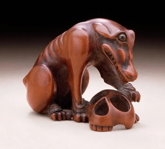 Framed Print : Wolf and Skull, 19th century. Creator: Unknown Framed Print : Wolf and Skull, 19th century. Creator: Unknown