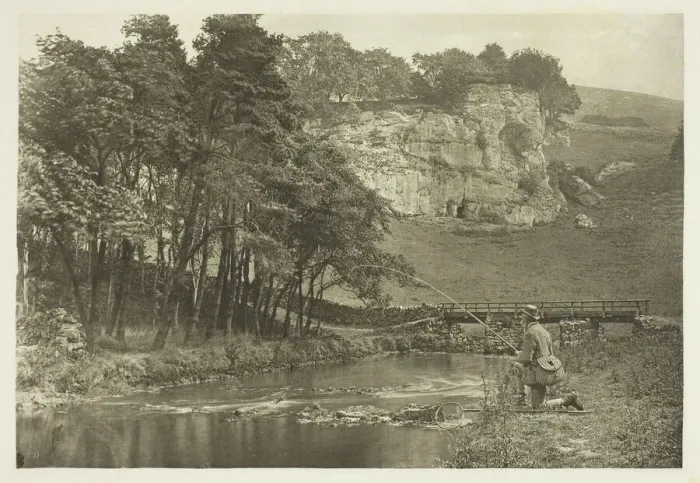 Framed Print : Wolfscote Bridge and Franklyn Rock, Beresford Dale, 1880s. Creator: Peter Henry Emerson Framed Print : Wolfscote Bridge and Franklyn Rock, Beresford Dale, 1880s. Creator: Peter Henry Emerson