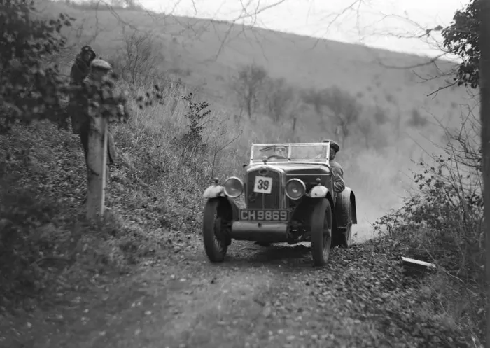 Framed Print : Wolseley Hornet of JM Suggs competing in the Inter-Varsity Trial, November 1931. Artist Framed Print : Wolseley Hornet of JM Suggs competing in the Inter-Varsity Trial, November 1931. Artist