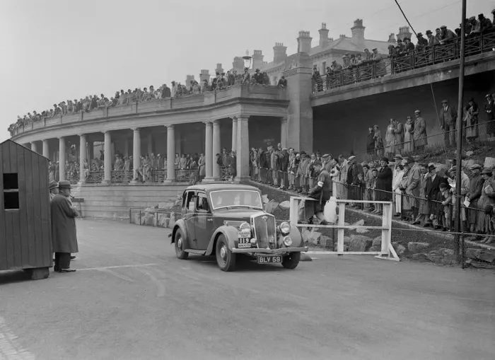 Framed Print : Wolseley of J Malkin competing in the Blackpool Rally, 1936. Artist: Bill Brunell Framed Print : Wolseley of J Malkin competing in the Blackpool Rally, 1936. Artist: Bill Brunell