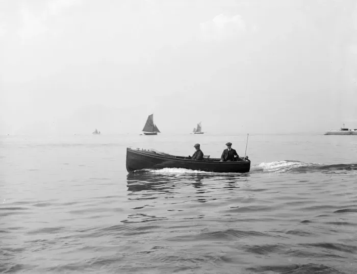 Framed Print : Wolseley motor launch under way, 1914. Creator: Kirk & Sons of Cowes Framed Print : Wolseley motor launch under way, 1914. Creator: Kirk & Sons of Cowes