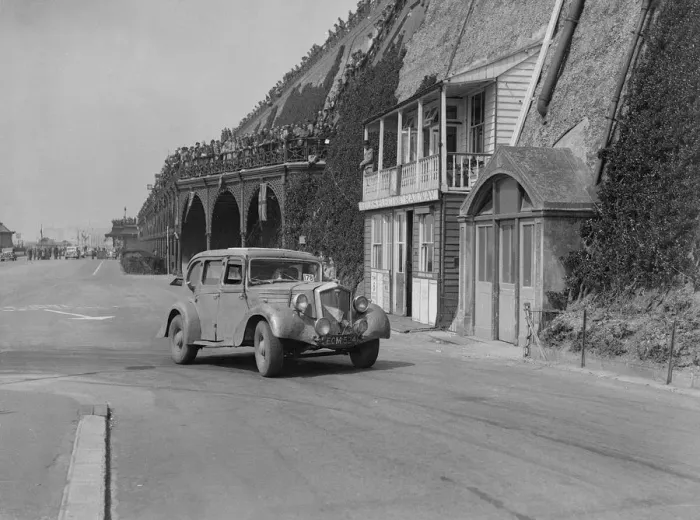 Framed Print : Wolseley saloon of HB Brownright and HE Symons on Madeira Drive, Brighton, RAC Rally, 1939 Framed Print : Wolseley saloon of HB Brownright and HE Symons on Madeira Drive, Brighton, RAC Rally, 1939