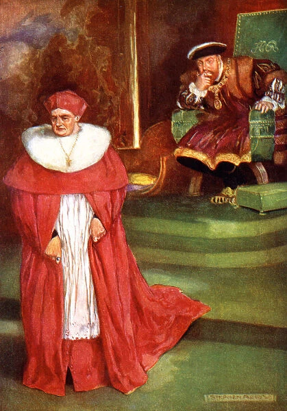 Wolseys interview with King Henry VIII, (1909). Artist: Stephen Reid