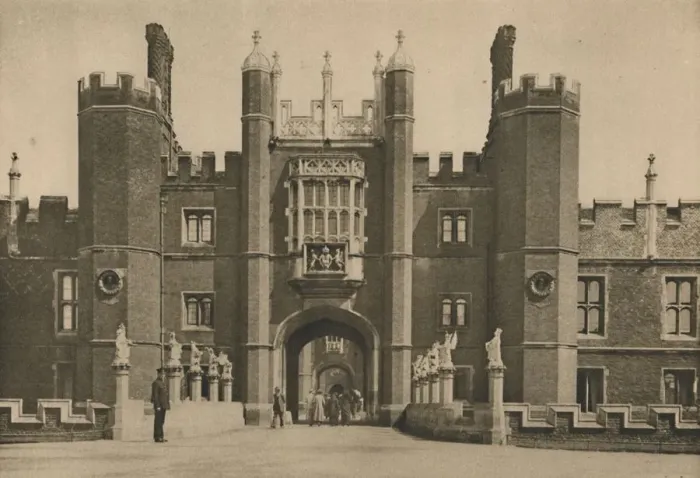 Framed Print : Wolseys West Facade of Hampton Court Palace and the Disinterred Bridge, c1935 Framed Print : Wolseys West Facade of Hampton Court Palace and the Disinterred Bridge, c1935