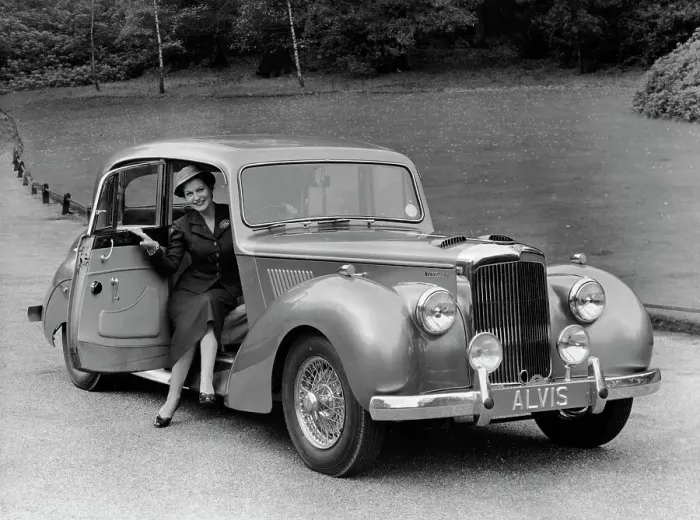Framed Print : Woman in a 1954 Alvis 3 litre TC 21, (late 1950s?) Framed Print : Woman in a 1954 Alvis 3 litre TC 21, (late 1950s?)