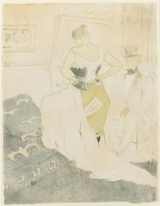 Framed Print : Woman Adjusting Her Corset, 1896. Artist: Toulouse-Lautrec, Henri, de (1864-1901) Framed Print : Woman Adjusting Her Corset, 1896. Artist: Toulouse-Lautrec, Henri, de (1864-1901)