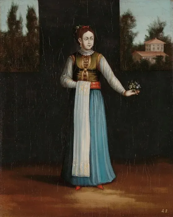 Framed Print : Woman from the Albanian Coast, 1700-1737. Creator: Workshop of Jean Baptiste Vanmour Framed Print : Woman from the Albanian Coast, 1700-1737. Creator: Workshop of Jean Baptiste Vanmour