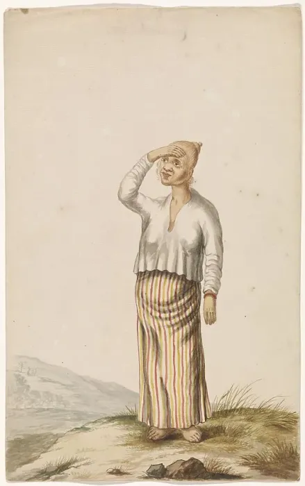 Framed Print : Woman with albinism covering her eyes, c.1675-c.1725. Creator: Anon Framed Print : Woman with albinism covering her eyes, c.1675-c.1725. Creator: Anon