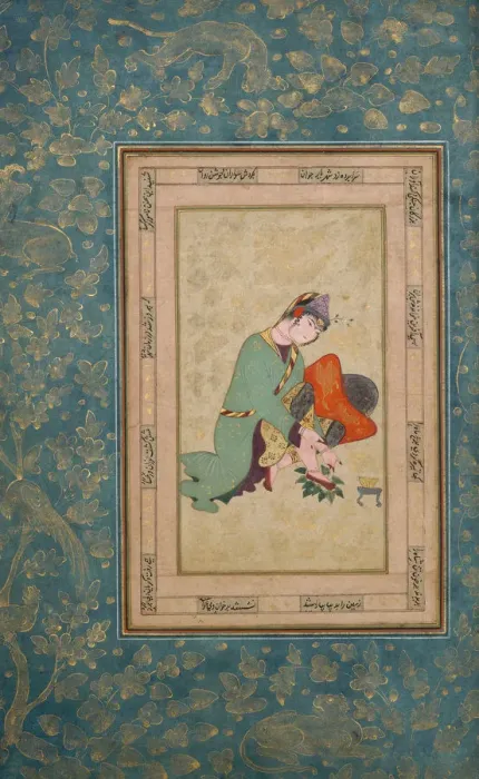 Framed Print : Woman Applying Henna, late 16th century. Creator: Unknown Framed Print : Woman Applying Henna, late 16th century. Creator: Unknown