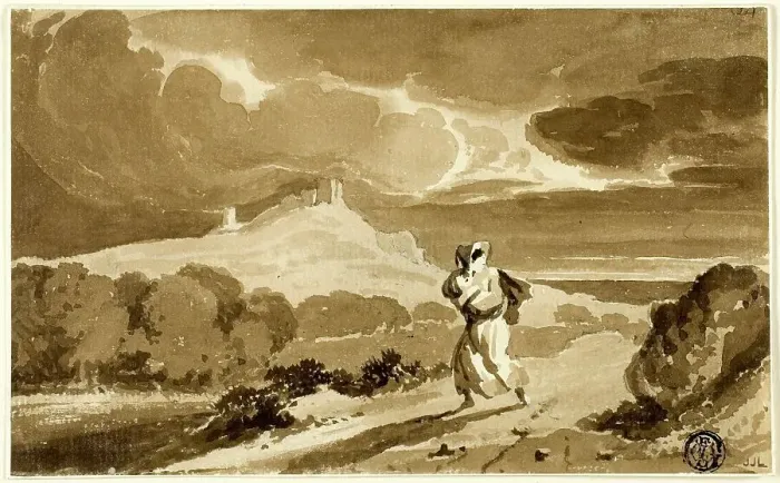 Framed Print : Woman with Baby Fleeing Across Moors, n.d. Creator: John Constable Framed Print : Woman with Baby Fleeing Across Moors, n.d. Creator: John Constable