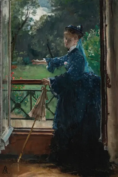 Framed Print : Woman on the Balcony. Creator: Stevens, Alfred (1823-1906) Framed Print : Woman on the Balcony. Creator: Stevens, Alfred (1823-1906)