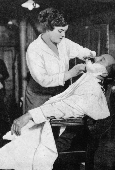 Framed Print : A woman barber, 1917 (1936) Framed Print : A woman barber, 1917 (1936)