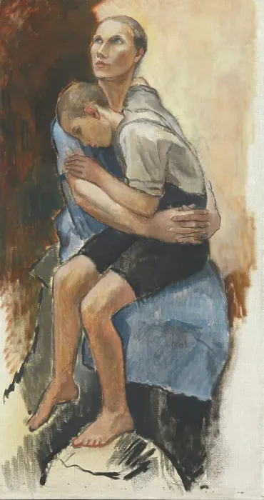 Framed Print : Woman with a Barefoot Boy, probably 1928. Creator: Alvar Cawen Framed Print : Woman with a Barefoot Boy, probably 1928. Creator: Alvar Cawen