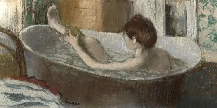 Framed Print : Woman in her Bath, Sponging her Leg, 1883-1884. Artist: Degas, Edgar (1834-1917) Framed Print : Woman in her Bath, Sponging her Leg, 1883-1884. Artist: Degas, Edgar (1834-1917)