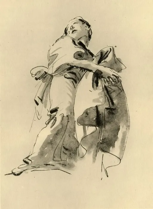 Framed Print : Woman bending to the right but looking up, mid 18th century, (1928)