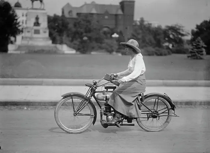 Framed Print : Woman On Bicycle, 1917 or 1918. Creator: Unknown