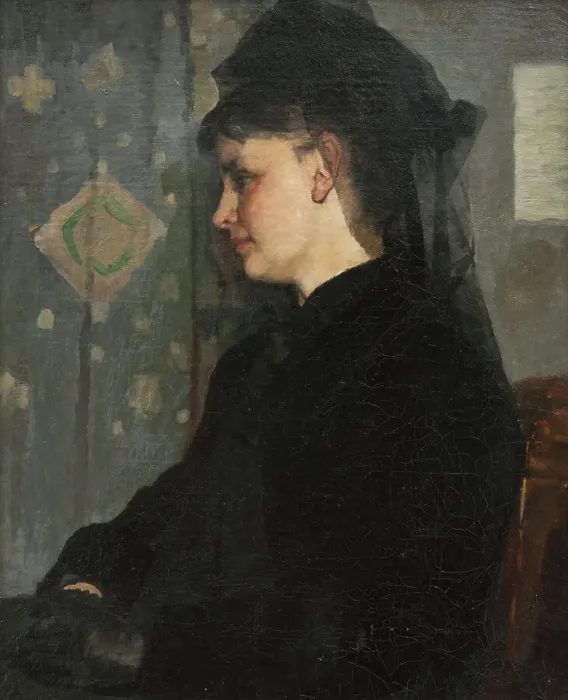 Framed Print : Woman in Black, 1872. Creator: Bertha Wegmann Framed Print : Woman in Black, 1872. Creator: Bertha Wegmann