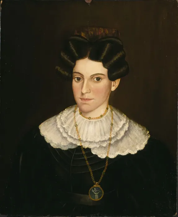 Framed Print : Woman in Black Dress, ca. 1835-1840. Creator: Milton W. Hopkins Framed Print : Woman in Black Dress, ca. 1835-1840. Creator: Milton W. Hopkins
