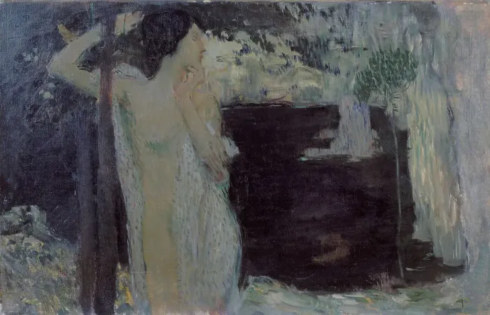Framed Print : Woman at Black Lake, 1904. Artist: Preisler, Jan (1872-1918) Framed Print : Woman at Black Lake, 1904. Artist: Preisler, Jan (1872-1918)