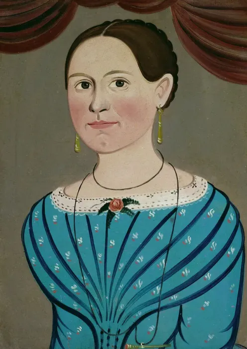 Framed Print : Woman in a Blue Dress, c. 1840. Creator: School of William Matthew Prior Framed Print : Woman in a Blue Dress, c. 1840. Creator: School of William Matthew Prior
