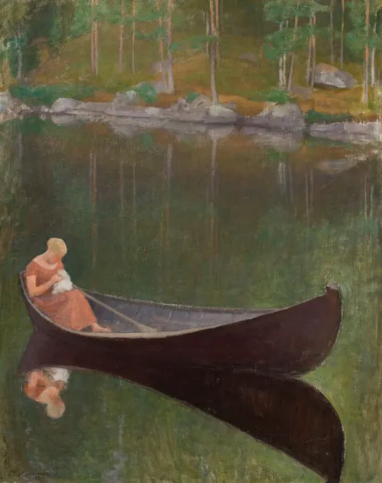 Framed Print : Woman in a Boat, 1924. Creator: Halonen, Pekka (1865-1933) Framed Print : Woman in a Boat, 1924. Creator: Halonen, Pekka (1865-1933)