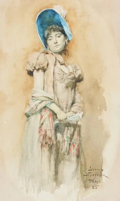 Framed Print : Woman in bonnet, 1885. Creator: Jenny Nystrom Framed Print : Woman in bonnet, 1885. Creator: Jenny Nystrom