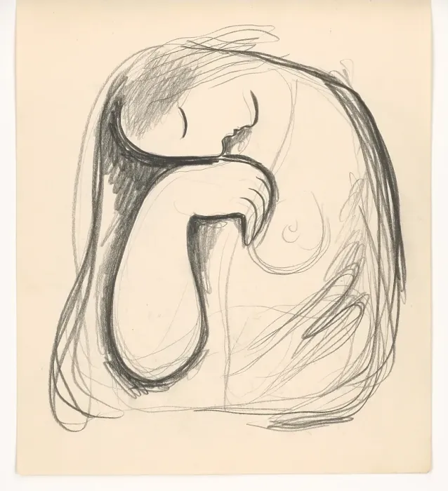 Framed Print : Woman with a bowed head, 1937. Creator: Mikulas Galanda Framed Print : Woman with a bowed head, 1937. Creator: Mikulas Galanda