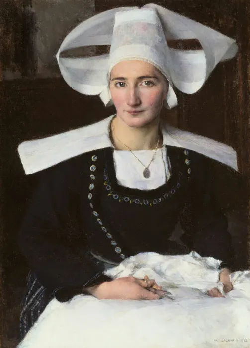Framed Print : Woman from Brittany, 1886. Creator: Pascal Adolphe Jean Dagnan-Bouveret Framed Print : Woman from Brittany, 1886. Creator: Pascal Adolphe Jean Dagnan-Bouveret