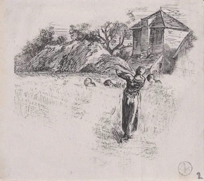 Framed Print : Woman Carrying Sheaf, ca. 1853. Creator: Charles Emile Jacque Framed Print : Woman Carrying Sheaf, ca. 1853. Creator: Charles Emile Jacque