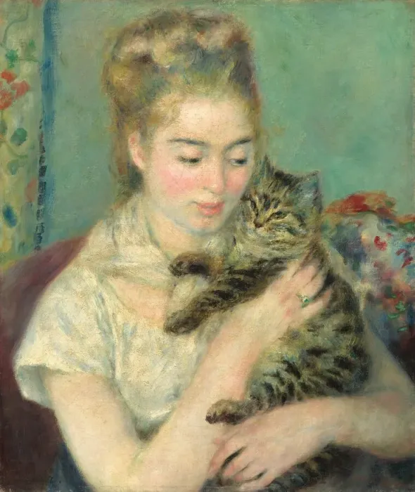 Framed Print : Woman with a Cat, c. 1875. Creator: Pierre-Auguste Renoir Framed Print : Woman with a Cat, c. 1875. Creator: Pierre-Auguste Renoir