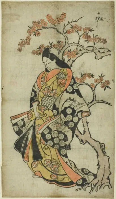 Framed Print : Woman Beside a Cherry Tree, c. 1688 / 90. Creator: Unknown Framed Print : Woman Beside a Cherry Tree, c. 1688 / 90. Creator: Unknown