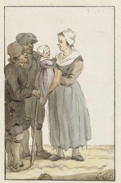 Woman with child with two men, 1758-1808. Creator: Christina Chalon
