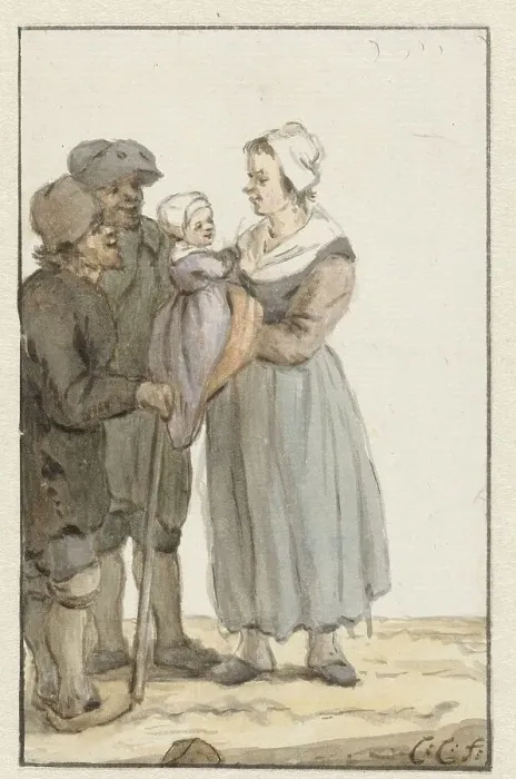 Framed Print : Woman with child with two men, 1758-1808. Creator: Christina Chalon Framed Print : Woman with child with two men, 1758-1808. Creator: Christina Chalon