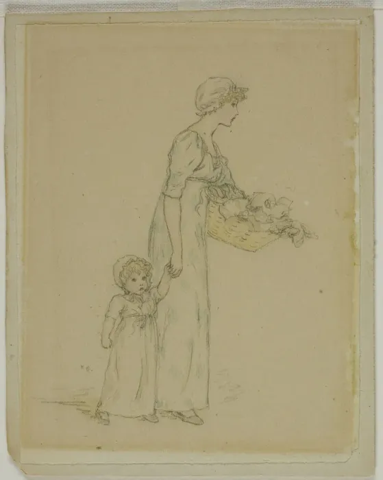 Framed Print : Woman with Child, n. d. Creator: Catherine Greenaway Framed Print : Woman with Child, n. d. Creator: Catherine Greenaway