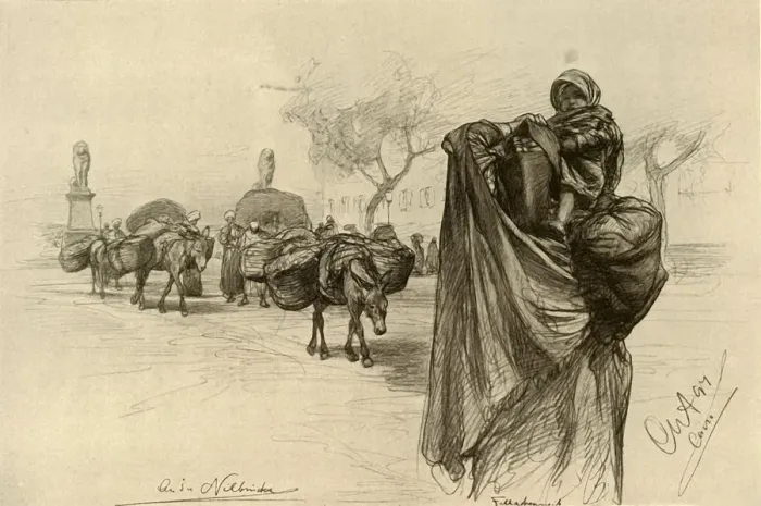Framed Print : Woman and child near the Kobri el Gezira Bridge, Cairo, 1898. Creator: Christian Wilhelm Allers Framed Print : Woman and child near the Kobri el Gezira Bridge, Cairo, 1898. Creator: Christian Wilhelm Allers