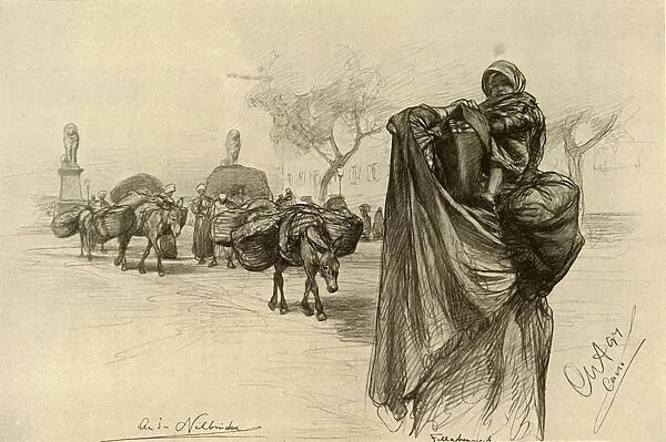 Woman and child near the Kobri el Gezira Bridge, Cairo, 1898. Creator: Christian Wilhelm Allers
