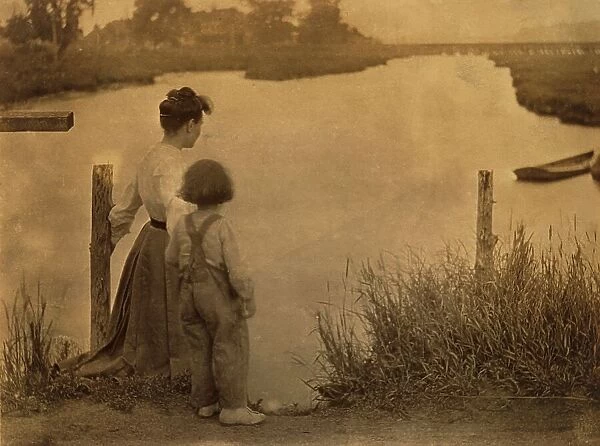 Woman and Child by a River, c.1910. Creator: Gertrude Kasebier