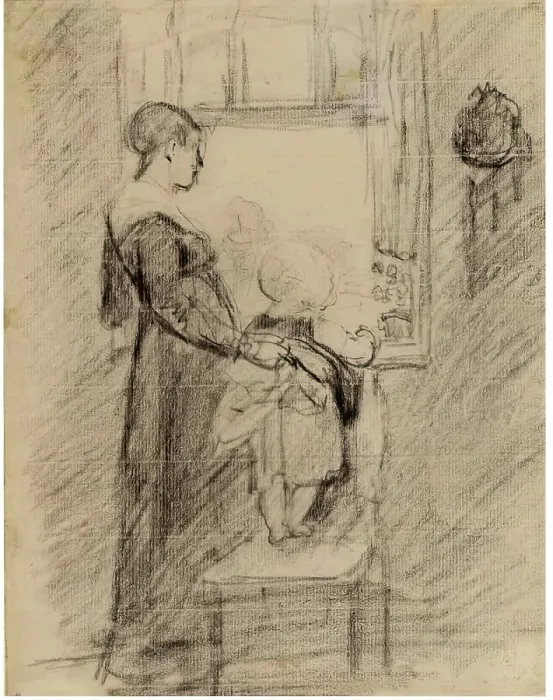 Framed Print : Woman and Child at Window, 1825-1841. Creator: David Wilkie Framed Print : Woman and Child at Window, 1825-1841. Creator: David Wilkie