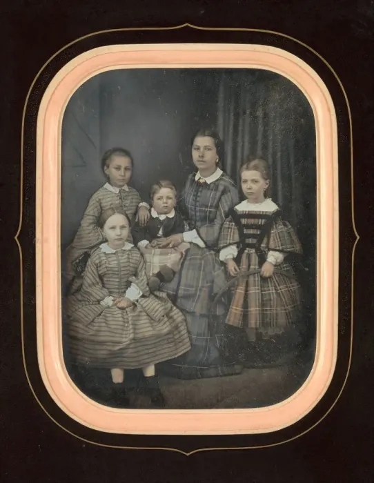 Framed Print : [Woman with Four Children], 1850s. Creator: Alexandre Bertrand