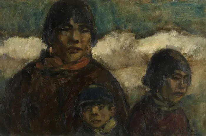 Framed Print : Woman and Children at the Harbour, c1920s. Creator: Eugeen Van Mieghem Framed Print : Woman and Children at the Harbour, c1920s. Creator: Eugeen Van Mieghem