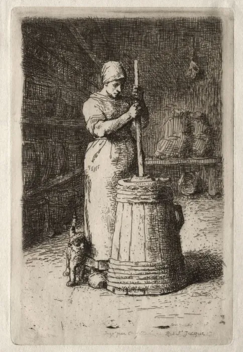 Framed Print : A Woman Churning. Creator: Jean-Francois Millet (French, 1814-1875) Framed Print : A Woman Churning. Creator: Jean-Francois Millet (French, 1814-1875)